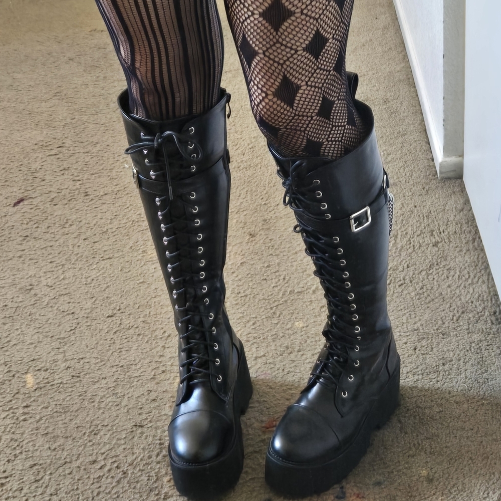 Amazon Black Lace-Up Women's Boots